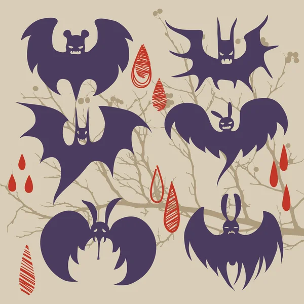 Morcegos de desenhos animados — Vetor de Stock