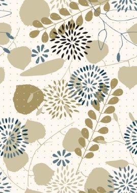 Çiçekler ve yapraklarla kusursuz desen