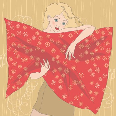 kaplama kağıdı tutan kadın