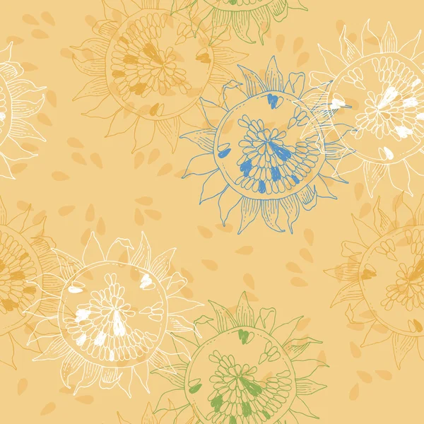 Nahtloses Muster mit Sonnenblumen — Stockvektor