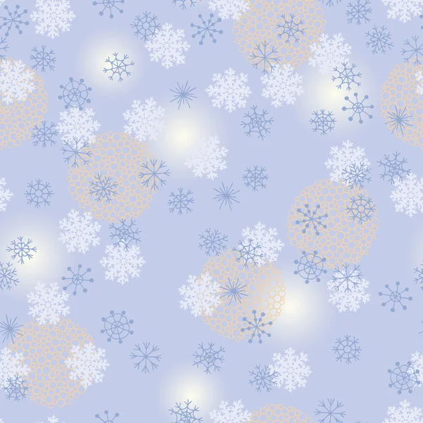 Patrón de copo de nieve sin costura azul — Vector de stock