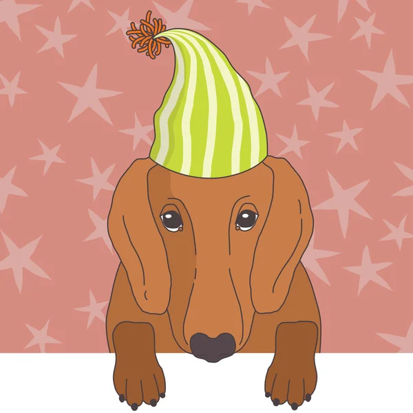 Dachshund Cap — Stok Vektör