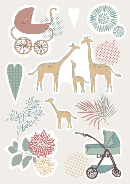 可爱的长颈鹿家庭 — 图库矢量图片