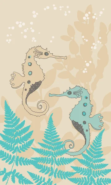 Two Seahorses — Stock Vector