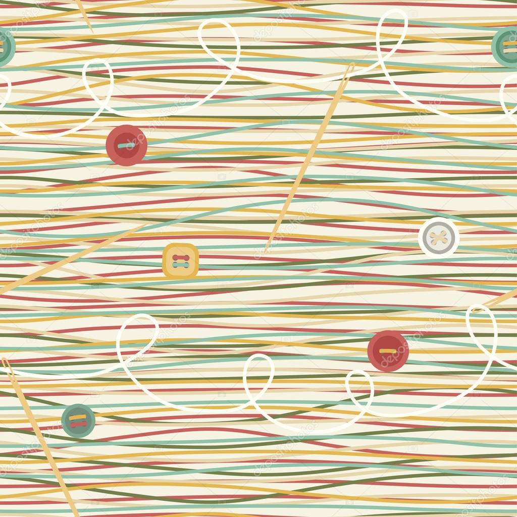 Seamless Pattern with Threads and Buttons