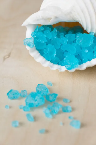 Blue Bath Salt in Shell — Stock Photo, Image