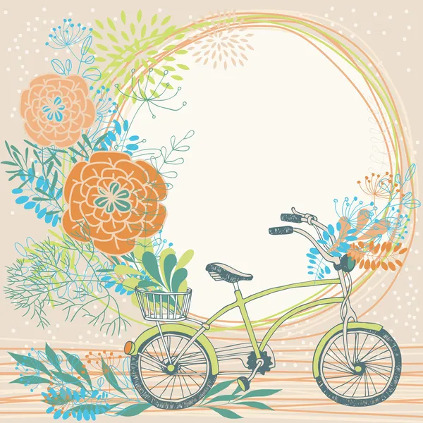 Bunch en cesta de la bici — Vector de stock