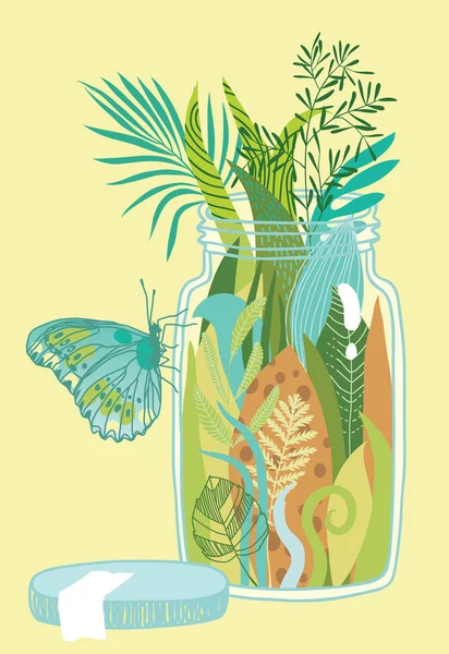 Jungle in the Glass Jar — Stock Vector