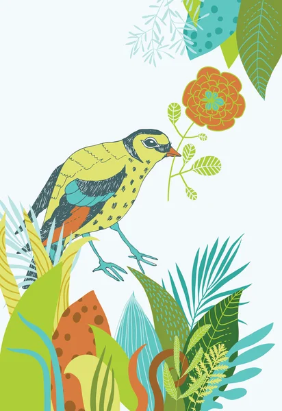 Oiseau dans les buissons — Image vectorielle