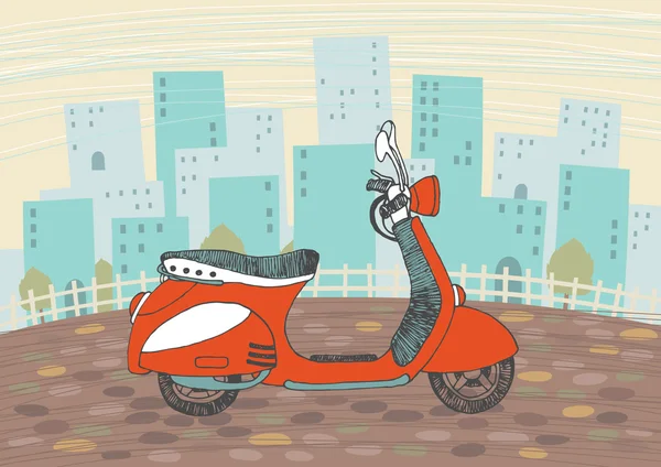 Scooter en la ciudad — Archivo Imágenes Vectoriales