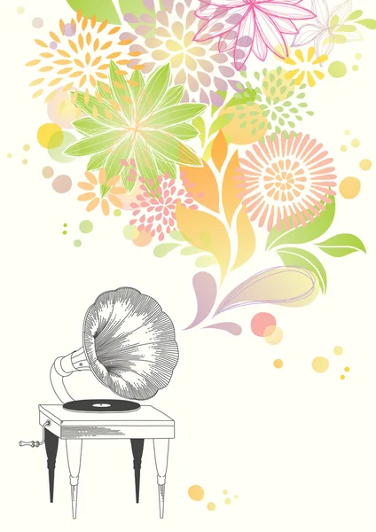 Playing Gramophone — Stock Vector