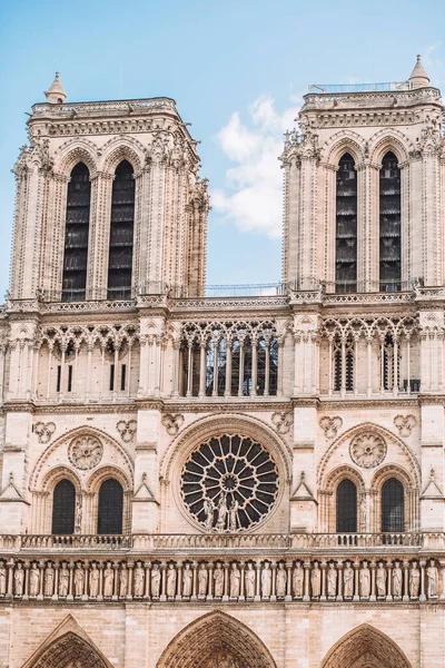 Close Facade Notre Dame Paris Restoration Work Fire — Stock Photo, Image