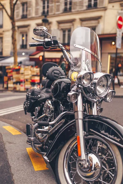 Париж Франция Января 2020 Года Мощный Мотоцикл Хромом Кожей — стоковое фото