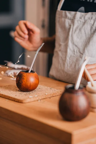 Fiesta Tradicional Del Sudamericano Calabaza Con Mate —  Fotos de Stock