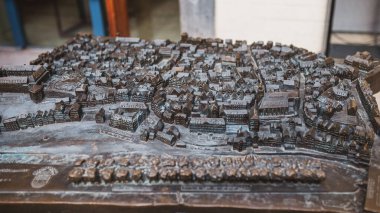 Tbingen şehir binasının 3 boyutlu ev ve caddelerinin modeli