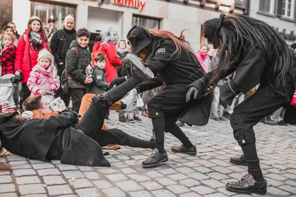 Tuebingen Alemania Febrero 2020 Swabian Fasnet Colorida Procesión Carnaval Calle — Foto de Stock