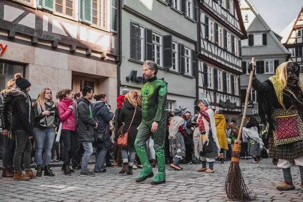 Tuebingen Německo Února 2020 Swabian Fasnet Barevný Karnevalový Průvod Ulici — Stock fotografie