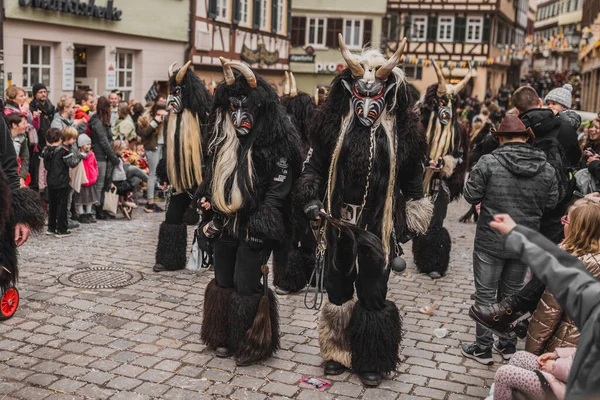 Tuebingen Německo Února 2020 Swabian Fasnet Barevný Karnevalový Průvod Ulici — Stock fotografie