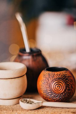 Yerba mate 'i hazırlamak için tabak seti - kabak, bombilla