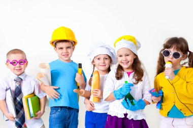 Kids playing in professions clipart