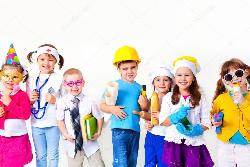 Kids playing in professions