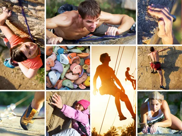 Collage of photos of rock climbing — Stock Photo, Image