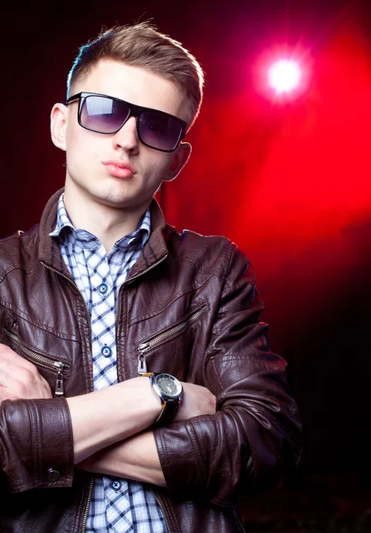 attractive man at night club