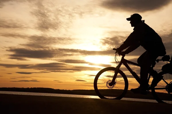 Silhouette cycliste — Photo