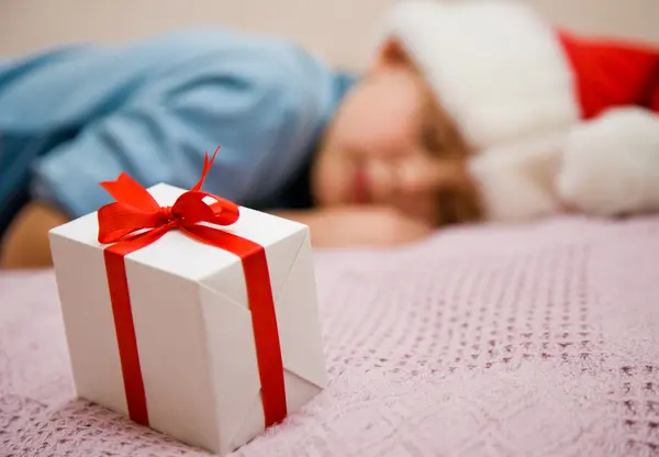 Boy with Christmas gift — Stock Photo, Image