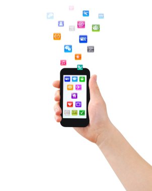 Akıllı telefon elinde.