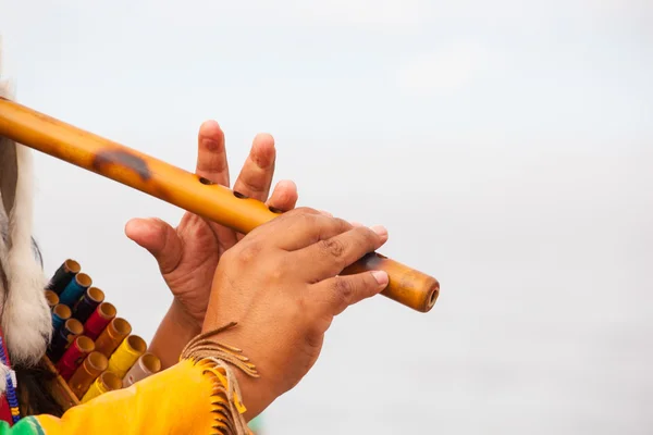 Playing flute — Stock Photo, Image