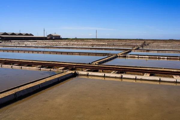 Vue des étangs d'évaporation de sel à Secovlje — Photo