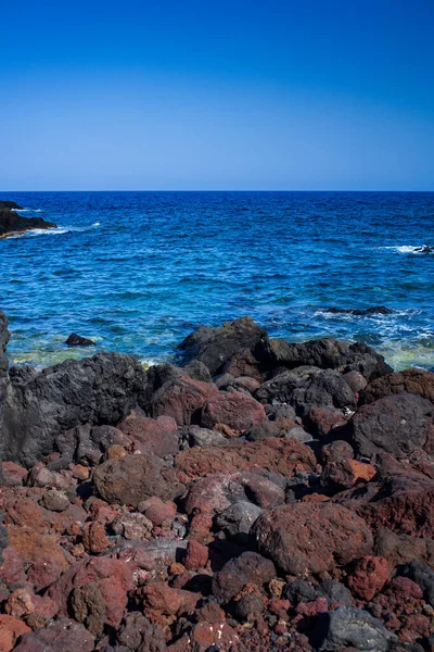 Вид Лавовий Пляж Лінози Називається Фаральйоні Сицилія Італія — стокове фото