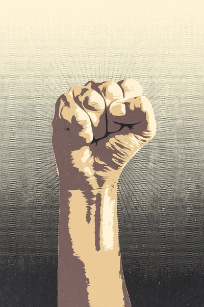 Raised Fist Concept Digital Draw Man Closed Fist Finished Stencil — Stock Photo, Image