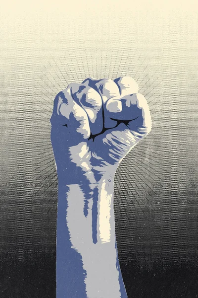 Raised Fist Concept Digital Draw Man Closed Fist Finished Stencil — Stock Photo, Image