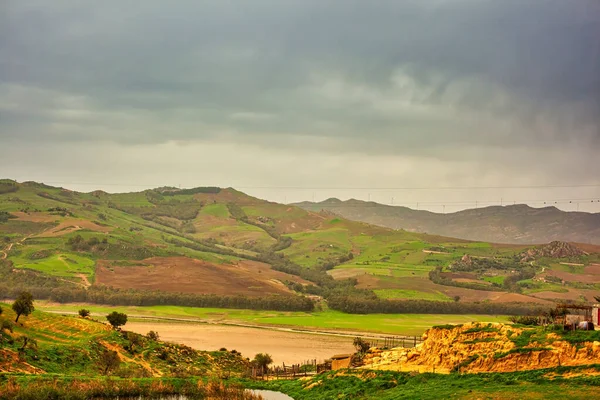 Вид Сельский Пейзаж Сицилии Регалбуто Энна — стоковое фото