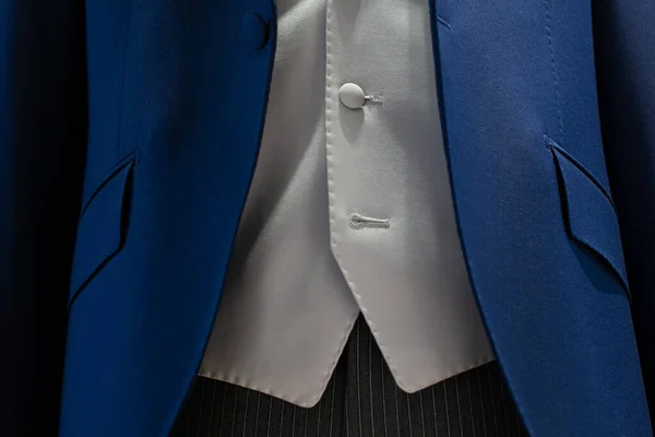 男性のスーツ 灰色のベストのボタンの詳細 — ストック写真