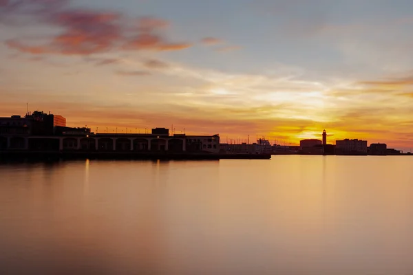 Zicht Het Schilderachtige Silhouet Van Triëst Bij Zonsondergang — Stockfoto