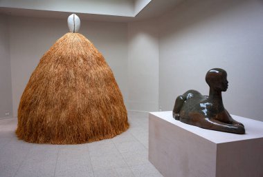 Venice, Italy - April 20: Sculptures by Simone Leigh titled Cupboard,s and Sphinx at the 59th International Art exhibition of Venice biennale on April 20, 2022