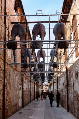 Venedik, İtalya - 20 Nisan 2022 'de Venedik bienalinin 59. Uluslararası Sanat Sergisi' nde Giulia Cenci 'nin kurulumu