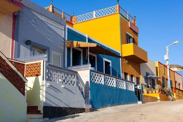 View Typical Linosa House Painted Yellow Red Colors Summer Season — Fotografia de Stock