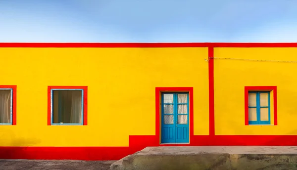 View Typical Linosa House Painted Yellow Red Colors Summer Season — Stock Photo, Image