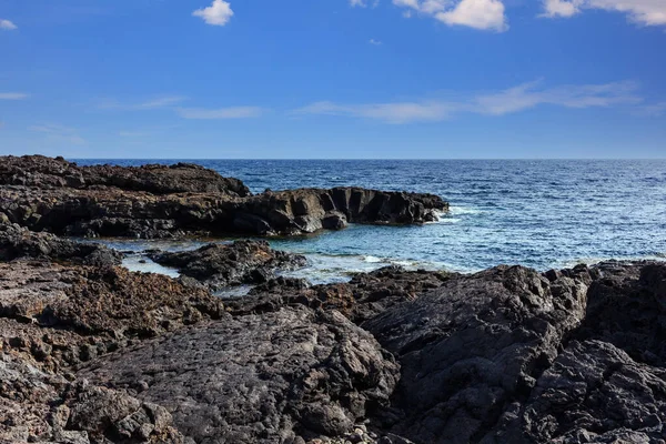 View Scenic Lava Rock Cliff Linosa Island Sicily — Stock Photo, Image