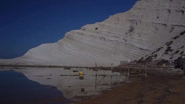 Vista Scala Dei Turchi Uma Rocha Calcária Fascinante Íngreme Mar — Vídeo de Stock