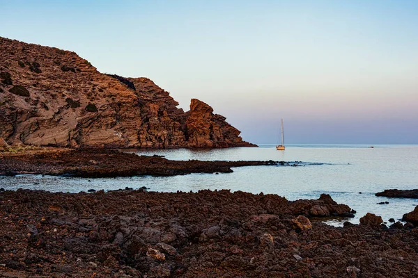 Typical Beach Lava Sea Linosa One Pelagie Islands Sicily Channel — Stock Photo, Image