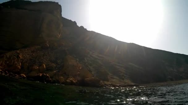 Άποψη Του Ηφαιστείου Linosa Που Ονομάζεται Monte Nero Στην Παραλία — Αρχείο Βίντεο