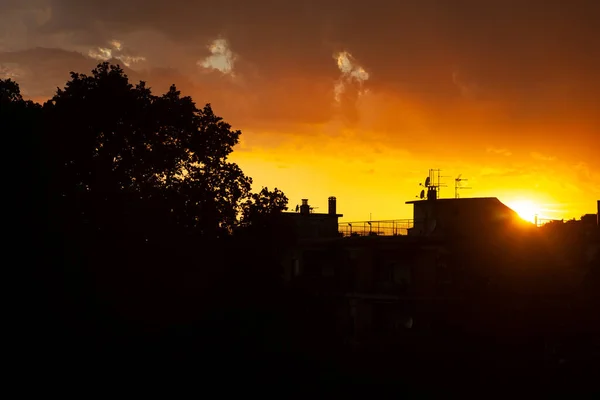 Scenic View Italian House Silhouette Sky Sunset —  Fotos de Stock