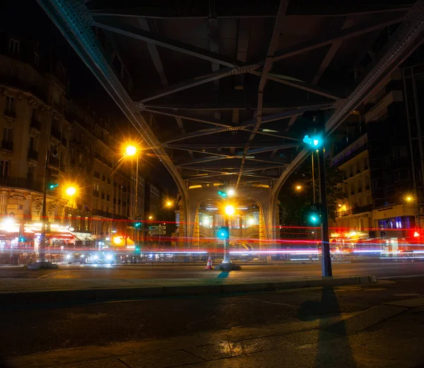 View Bridge Bir Hakeim Called Pont Passy Night Paris France — Fotografia de Stock