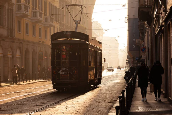 Milan Italy January 2022 Old Vintage Tram Street January 2022 — Photo