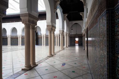 Interior of the Grand Mosque of Paris full of beautiful mosaics